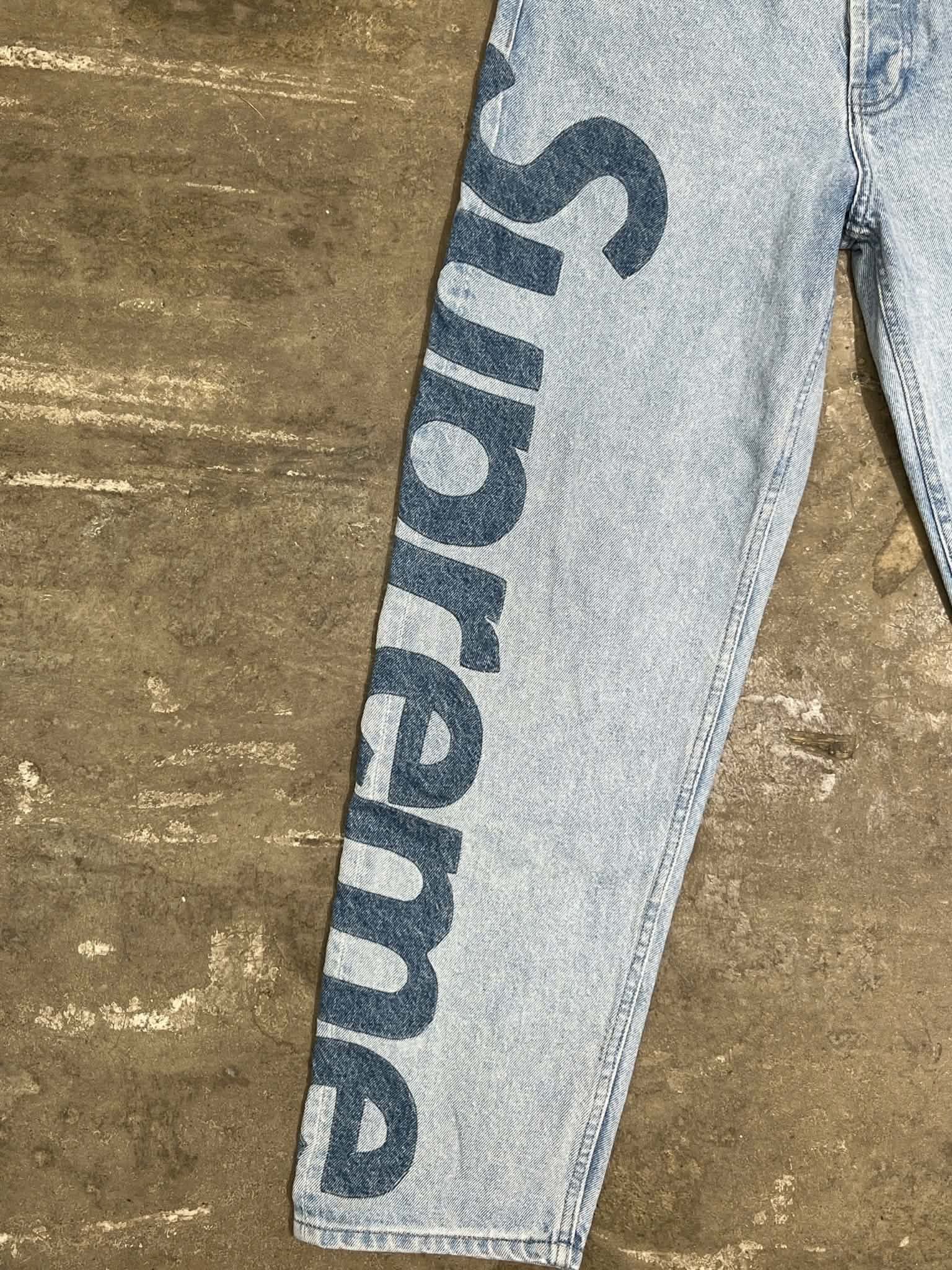  Supreme Jeans Inset Logo Washed (Blue) (Used) 