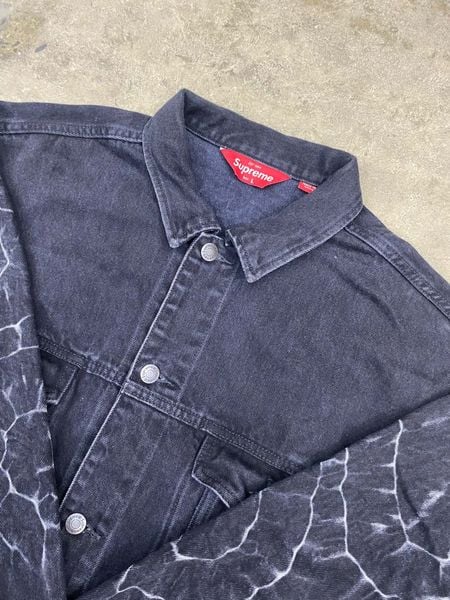  Supreme Shibori Denim Trucker Jacket (Black) (Used) 