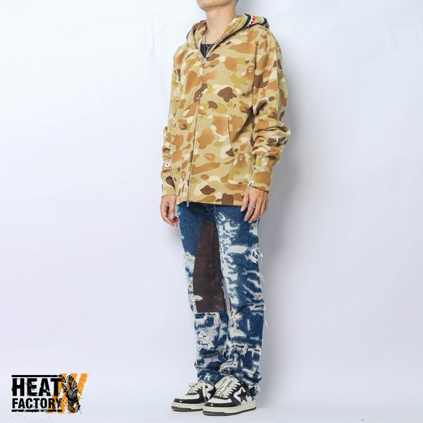  Bape Hoodie Gradation Camo Shark Full Zip (Beige) 