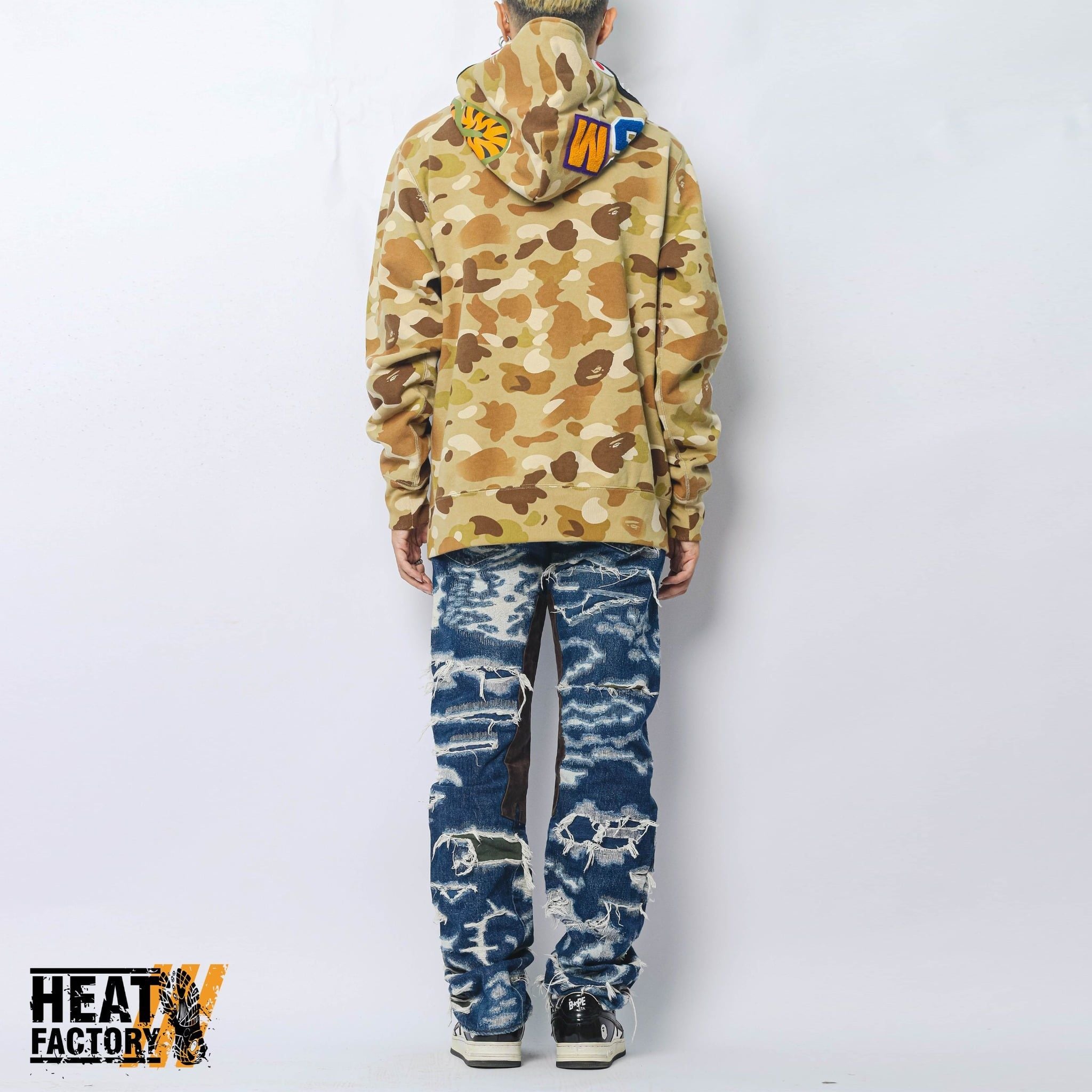  Bape Hoodie Gradation Camo Shark Full Zip (Beige) 