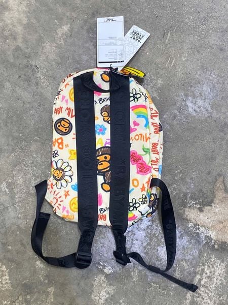  Bape Baby Milo Print Medium Backpack (White) 