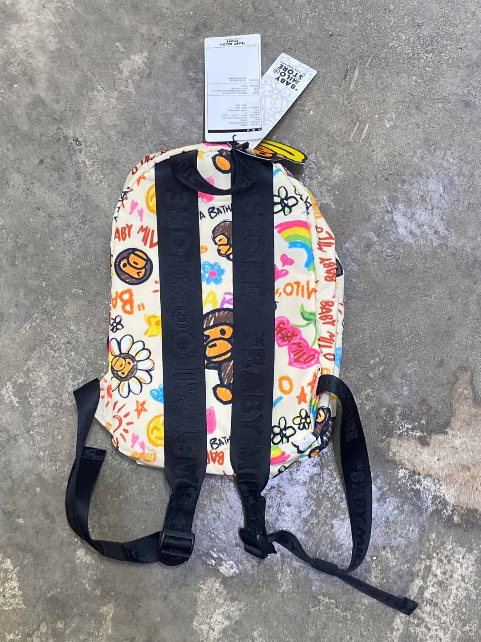  Bape Baby Milo Print Medium Backpack (White) 
