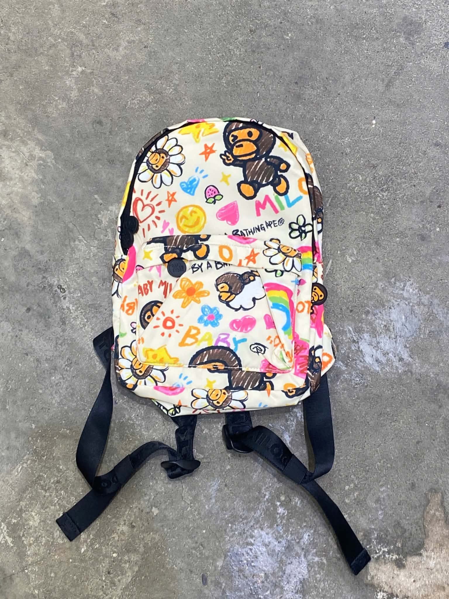  Bape Baby Milo Print Medium Backpack (White) 