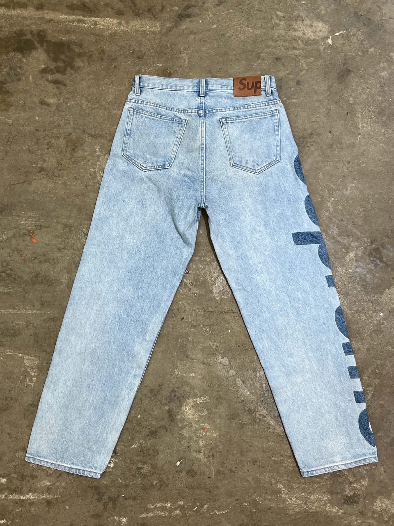  Supreme Jeans Inset Logo Washed (Blue) (Used) 