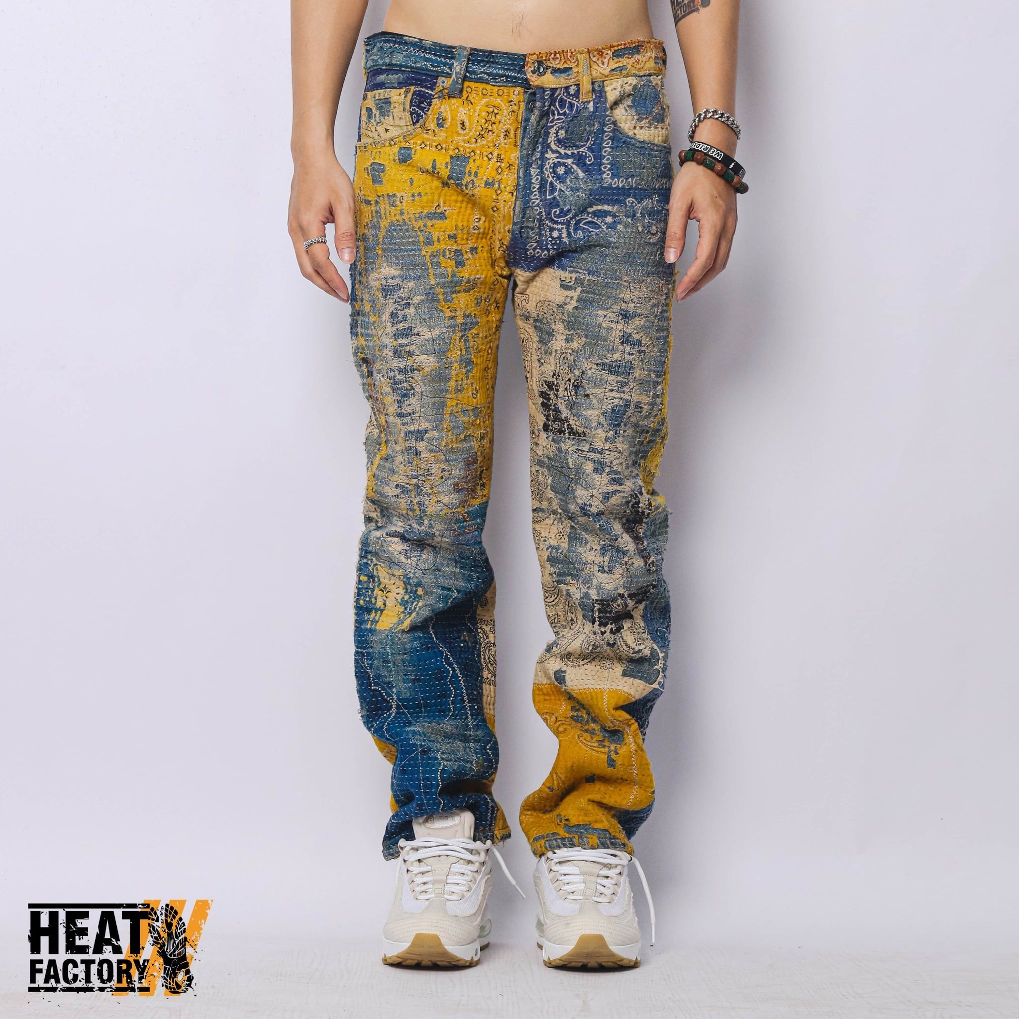  Dddchaosss x Heat Factory Boro Jeans 14 (Blue/Yellow) 