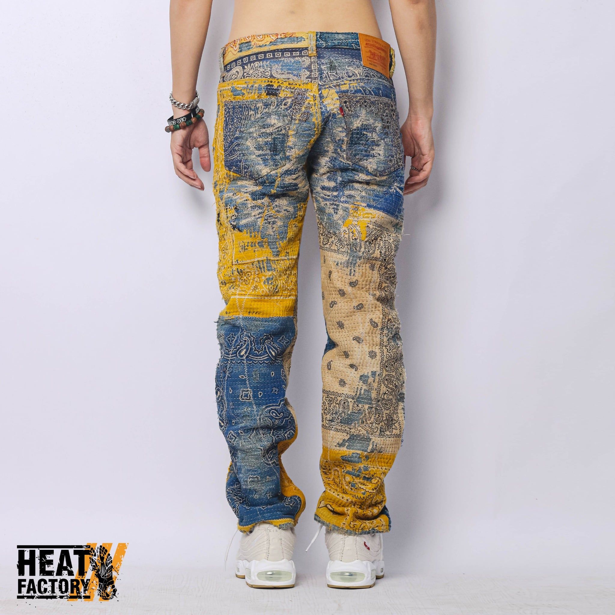  Dddchaosss x Heat Factory Boro Jeans 14 (Blue/Yellow) 