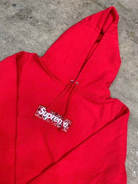  Supreme Bandana Box Logo Hooded Sweatshirt (Red) 