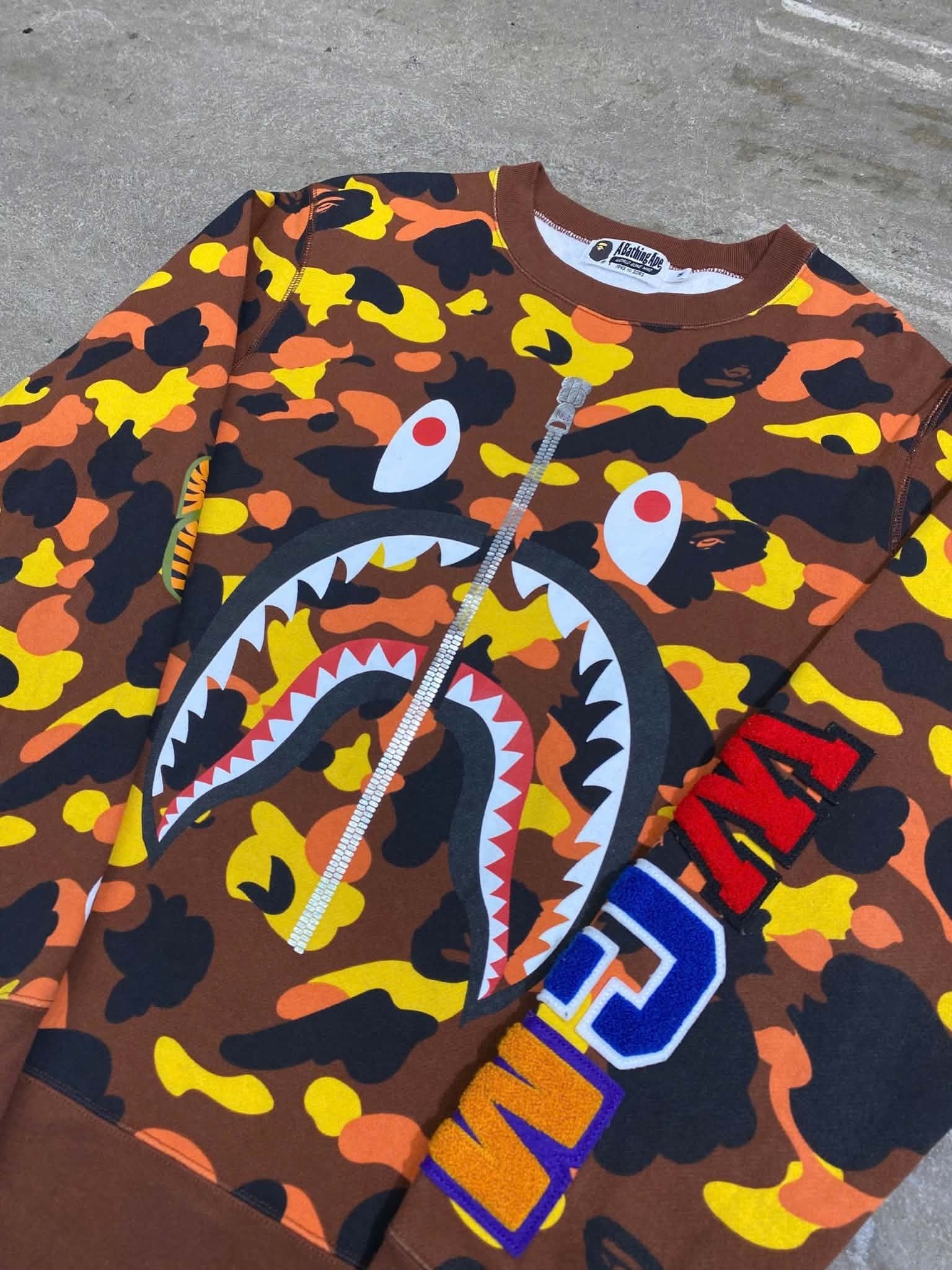  Bape Sweater 1st Camo Shark (Orange) (Used) 