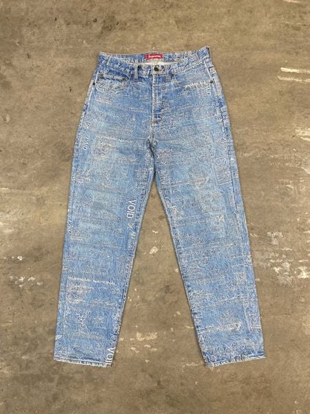  Supreme Checks Embroidered Jeans (Blue) (Used) 