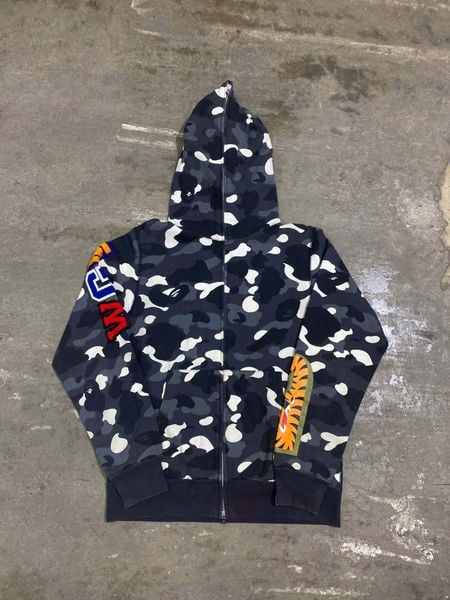  Bape Hoodie City Camo Shark Full Zip (Black) (Used) 