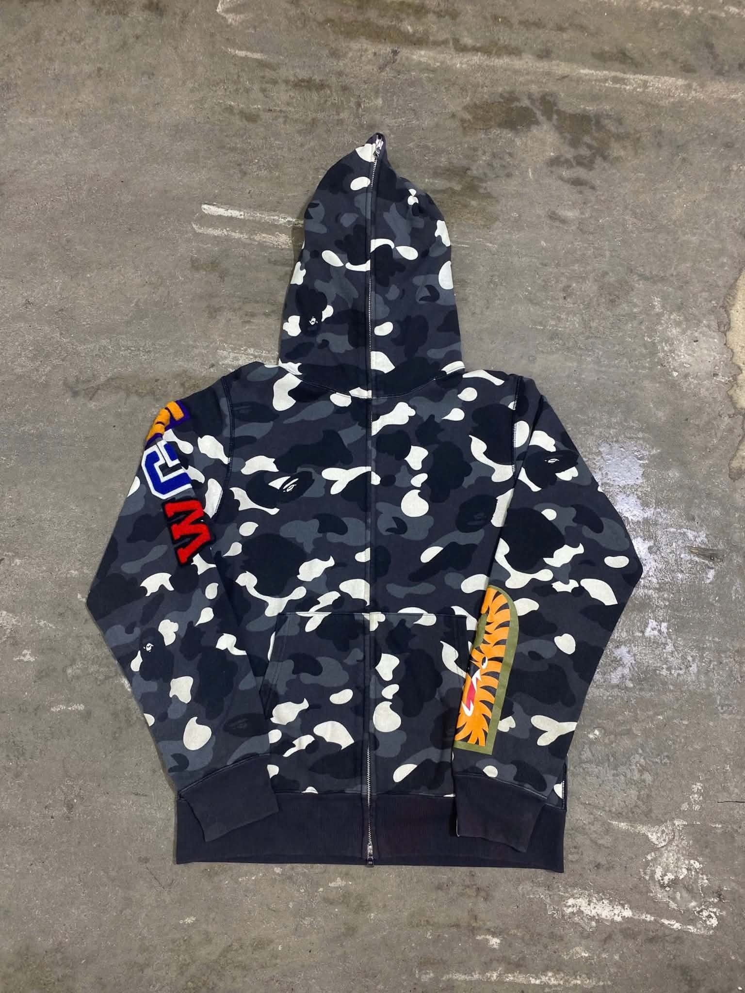  Bape Hoodie City Camo Shark Full Zip (Black) (Used) 