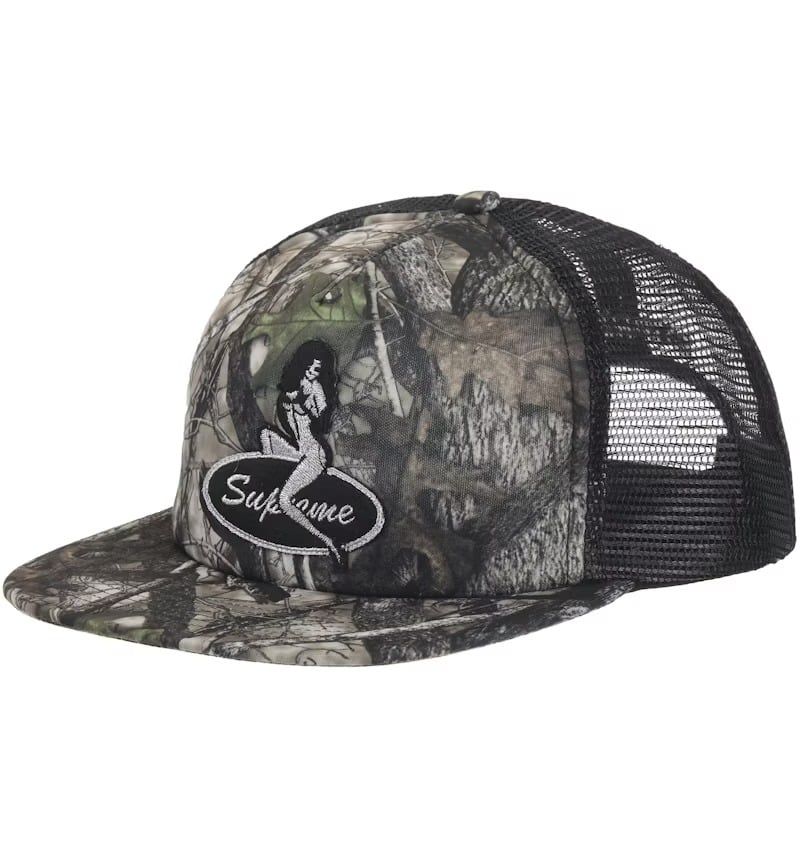  Supreme Snapback Metal Chino Girl 5 Panel (Olive Camo) 