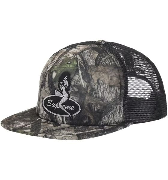  Supreme Snapback Metal Chino Girl 5 Panel (Olive Camo) 