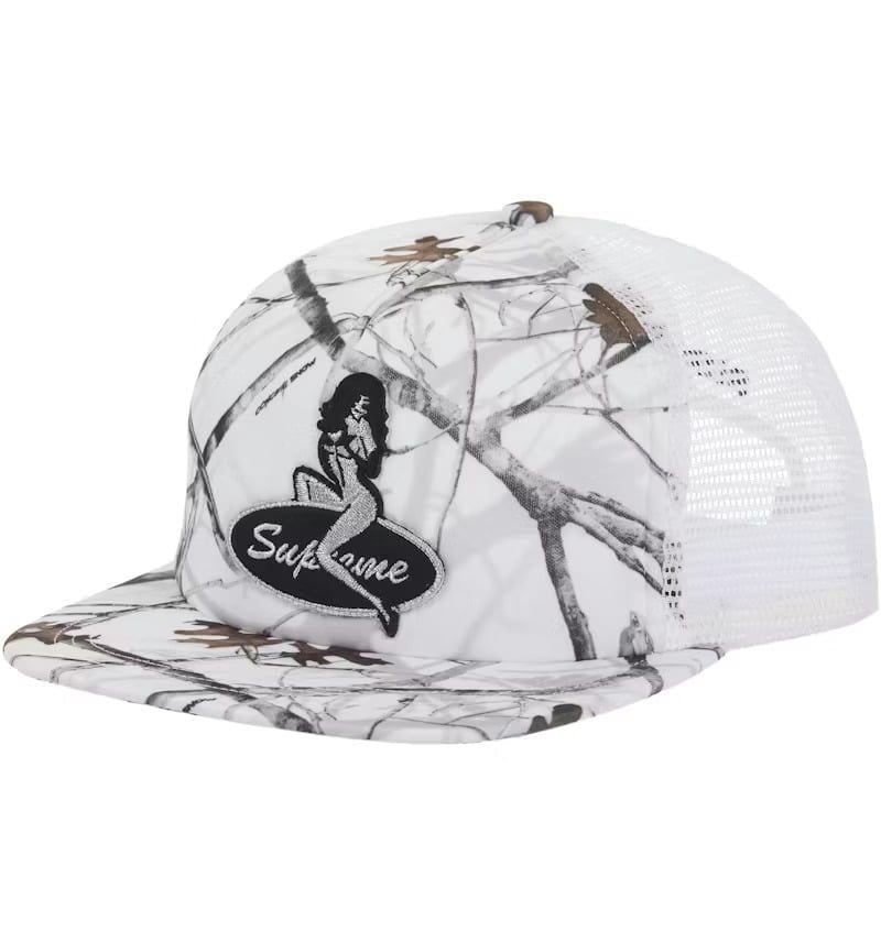  Supreme Snapback Metal Chino Girl 5 Panel (White Camo) 