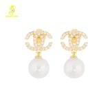  Bông tai ngọc trai thiết kế kiểu dáng chanel kết hợp vàng 18K GDE306 