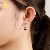 Bông tai ngọc trai thiết kế kiểu dáng chanel kết hợp vàng 18K GDE306 