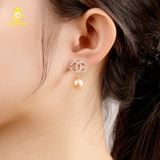  Bông tai ngọc trai thiết kế kiểu dáng chanel kết hợp vàng 18K GDE306 