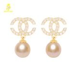  Bông tai ngọc trai thiết kế kiểu dáng chanel kết hợp vàng 18K GDE306 