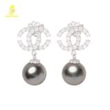  Bông tai ngọc trai thiết kế kiểu dáng chanel kết hợp vàng 18K GDE306 