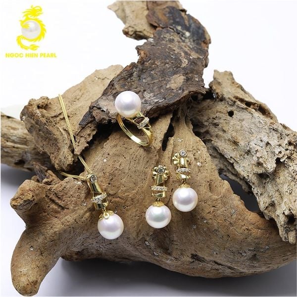  Bộ trang sức ngọc trai Freshwater kết hợp vàng 18K GS0607 
