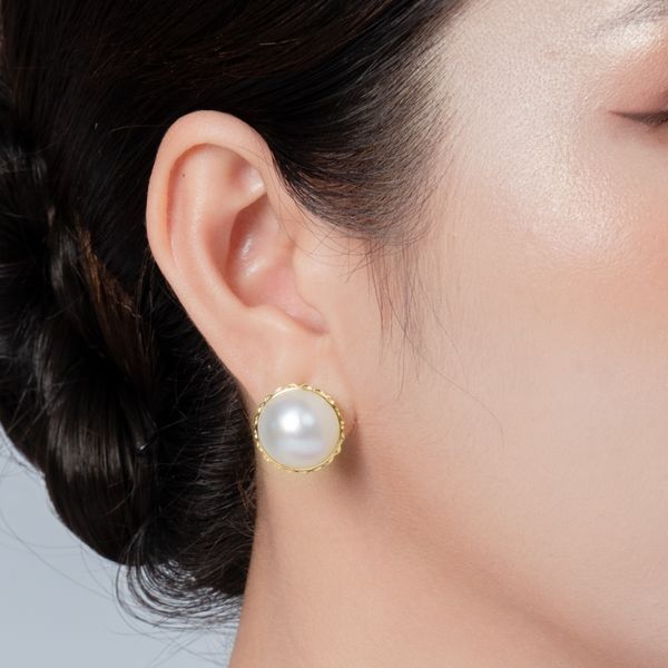  Bông tai ngọc trai CấyTrên Vỏ 