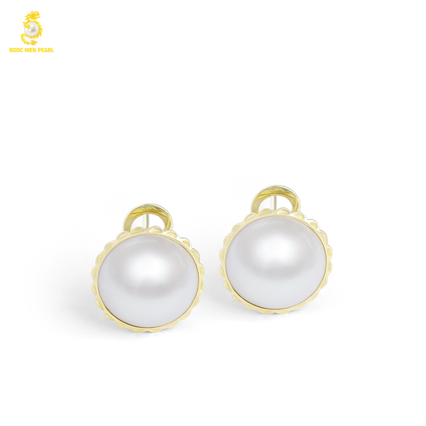  Bông tai ngọc trai CấyTrên Vỏ 