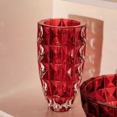 LỌ HOA PHA LÊ KIM CƯƠNG ĐỎ 28CM CRYSTAL