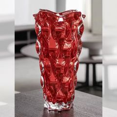 LỌ HOA PHA LÊ SAMBA MÀU ĐỎ 30.5CM