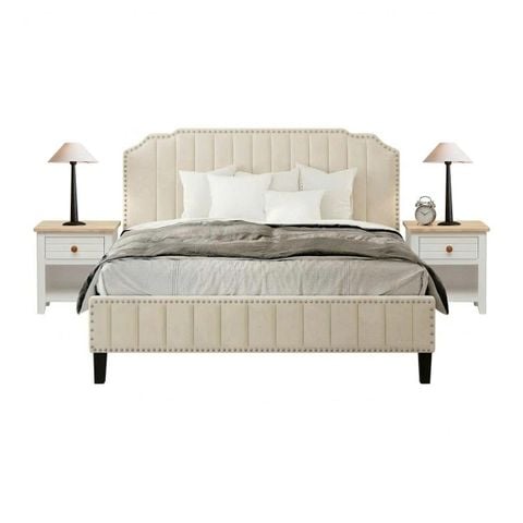 BỘ PHÒNG NGỦ JASMINE MÀU KEM 1.8 2 TÁP