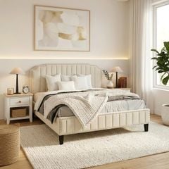 BỘ PHÒNG NGỦ JASMINE MÀU KEM 1.6 2 TÁP