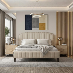 BỘ PHÒNG NGỦ JASMINE MÀU KEM 1.8 2 TÁP