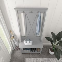 GHẾ BENCH KÈM MẮC TREO ĐỒ KEYWEST MÀU XÁM