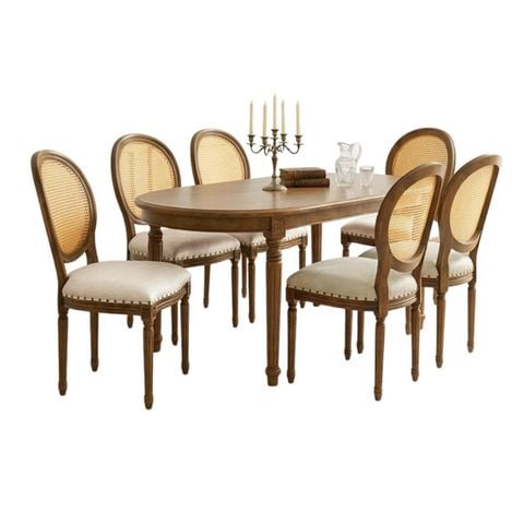 GHẾ TỰA LOUIS FRENCH MÀU NÂU LƯNG MÂY