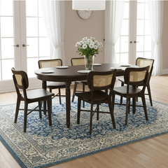 BỘ BÀN ĂN 6 GHẾ OVAL LOUIS FRENCH 1.8