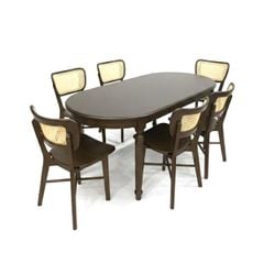 BỘ BÀN ĂN 6 GHẾ OVAL LOUIS FRENCH 1.8