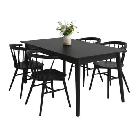 BỘ BÀN ĂN 4 GHẾ OSLO MÀU ĐEN 1.4