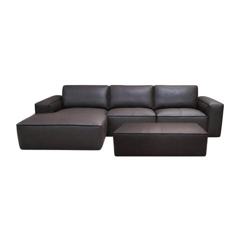 GHẾ SOFA DA BÒ GÓC HAVANA KÈM ĐÔN OTTOMAN