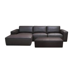 GHẾ SOFA DA BÒ GÓC HAVANA KÈM ĐÔN OTTOMAN