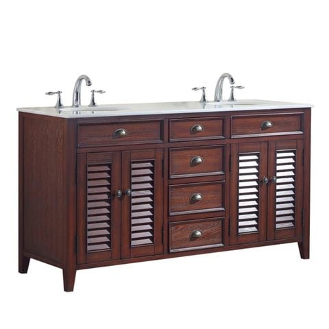 TỦ LAVABO PALM BEACH 60 INCH MÀU NÂU 2 BỒN