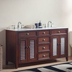 TỦ LAVABO PALM BEACH 60 INCH MÀU NÂU 2 BỒN