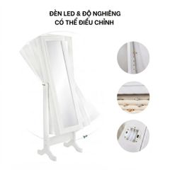 GƯƠNG ĐỨNG VIRGINIA KIÊM TỦ TRANG SỨC MÀU TRẮNG