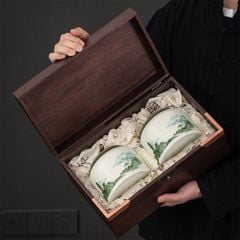 BỘ 2 HŨ ĐỰNG TRÀ TRONG HỘP GỖ