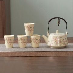 BỘ ẤM CHÉN GỐM HOA CỔ ĐIỂN