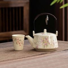 BỘ ẤM CHÉN GỐM HOA CỔ ĐIỂN