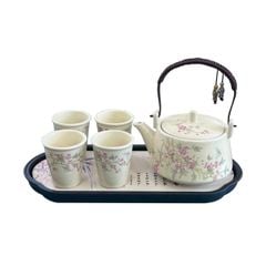 BỘ ẤM CHÉN GỐM HOA CỔ ĐIỂN
