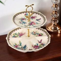 ĐĨA TRANG TRÍ 2 TẦNG MÀU ĐỎ