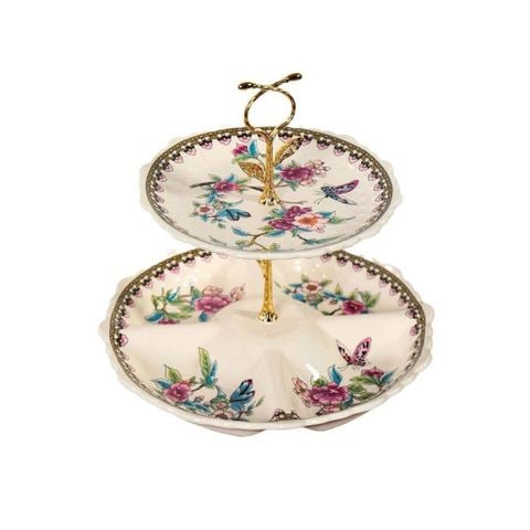 ĐĨA TRANG TRÍ 2 TẦNG MÀU ĐỎ