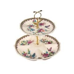 ĐĨA TRANG TRÍ 2 TẦNG MÀU ĐỎ