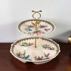 ĐĨA TRANG TRÍ 2 TẦNG MÀU ĐỎ