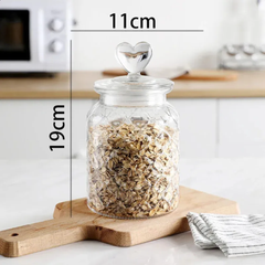 BỘ 3 HŨ THUỶ TINH NẮP TRÁI TIM